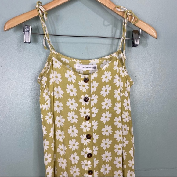 Faithfull The Brand Arrieta Daisy Midi Yellow Button Sun Dress Floral Sz 4 Small - Picture 3 of 7